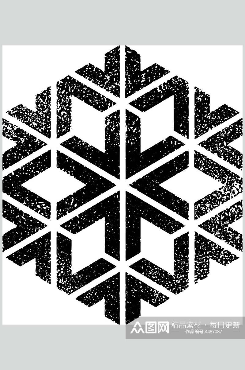 雪花黑色手绘清新几何图形矢量素材素材