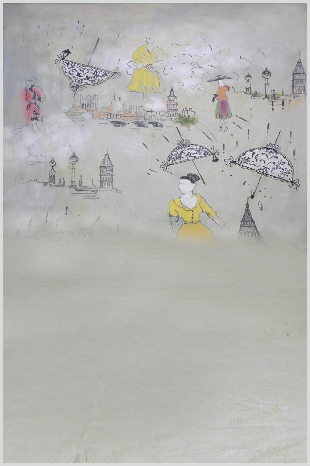 线条人物雨伞黑色拍摄背景图片素材