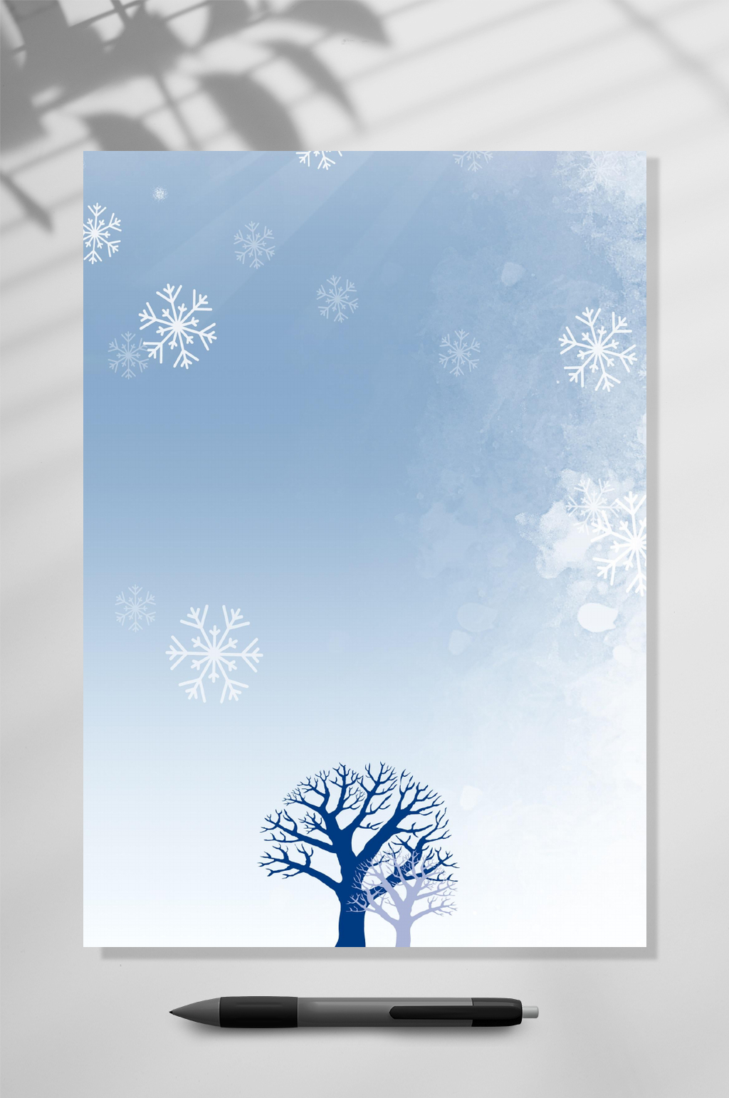 雪花雪景信纸背景WORD素材