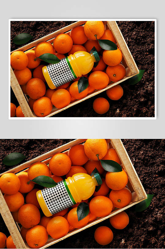 叶子橘子篮子简约瓶子果汁瓶样机