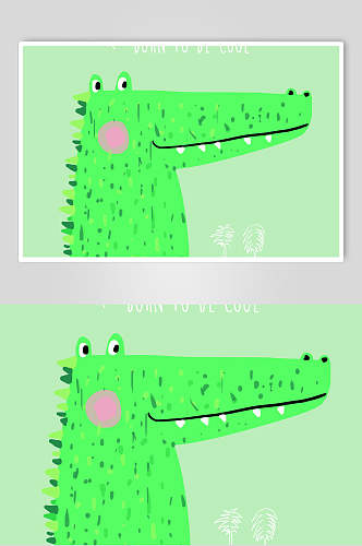 鳄鱼绿色简约清新温馨插画矢量素材