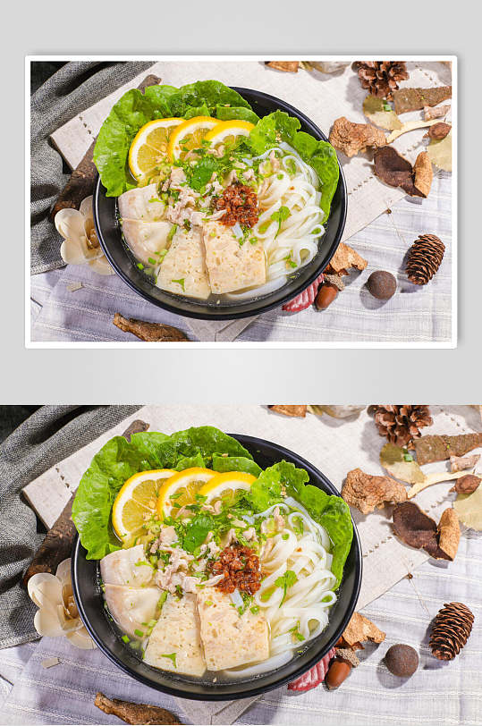 柠檬片清爽米线美食摄影图片