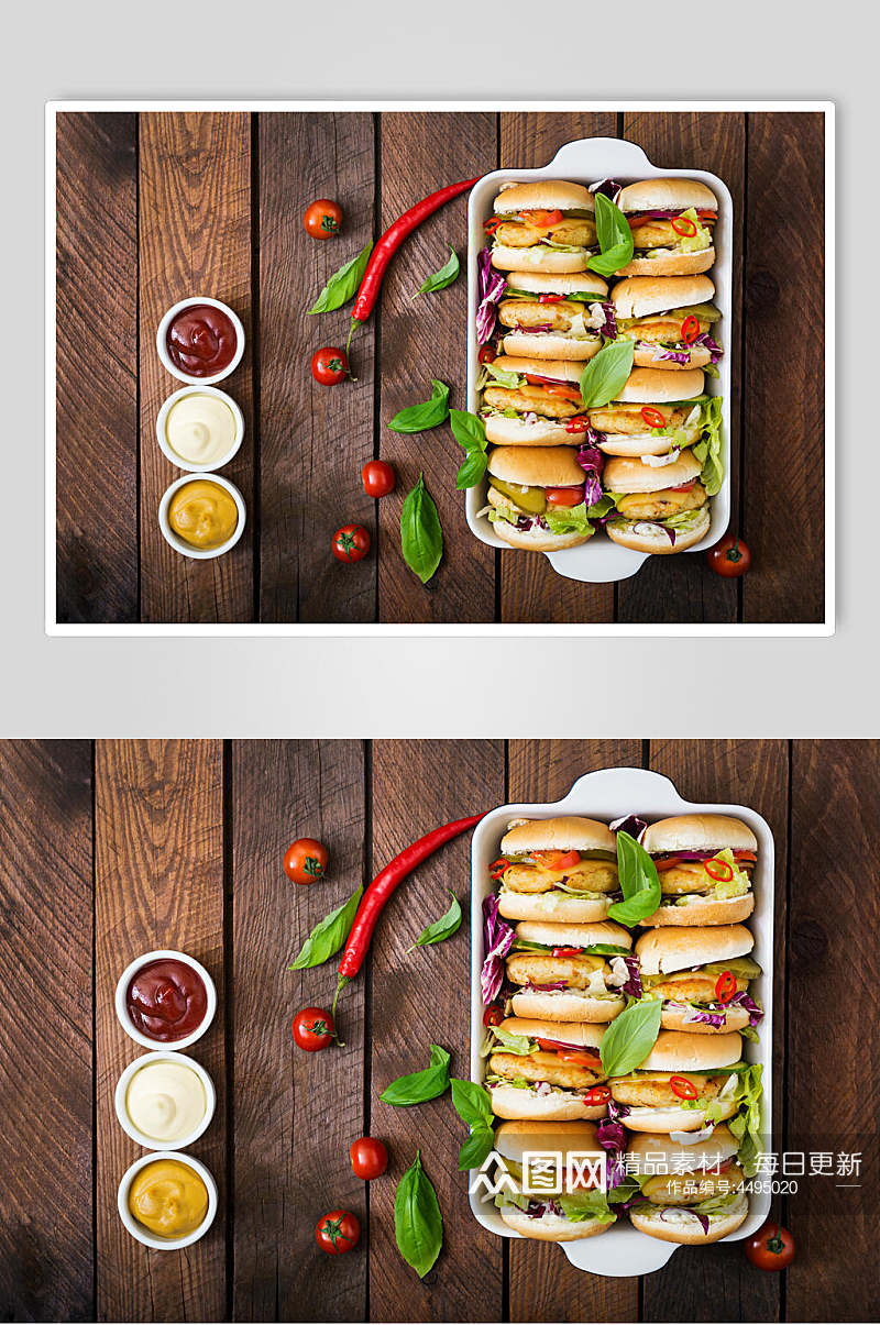 招牌餐饮汉堡美味效果图食物图片素材