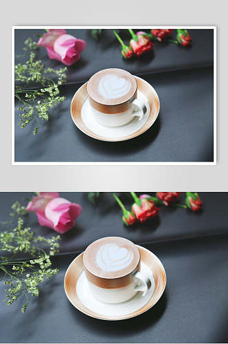 精美花朵咖啡拉花图案图片