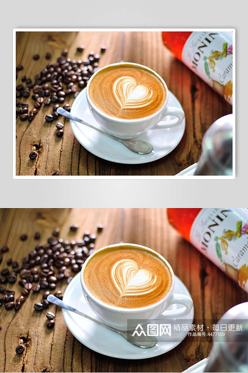 简约咖啡豆咖啡拉花图案图片素材