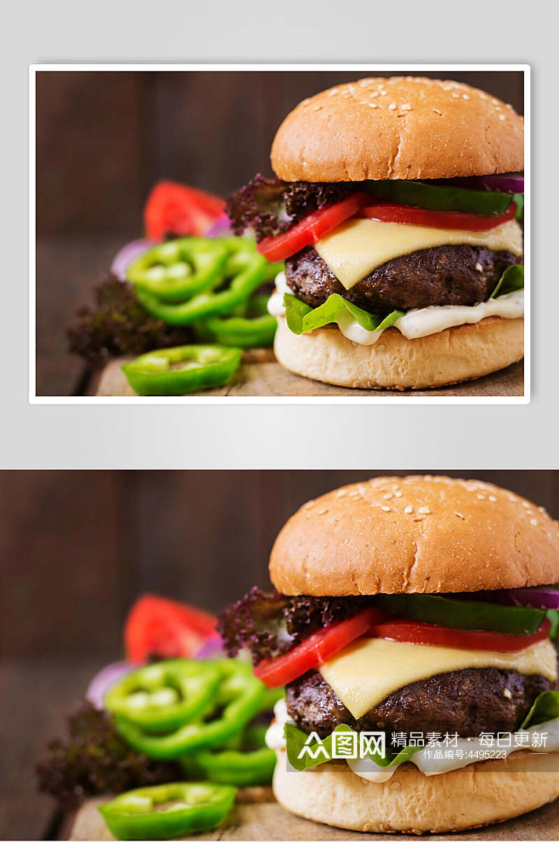 青椒牛排餐饮汉堡美味效果图高清图片素材