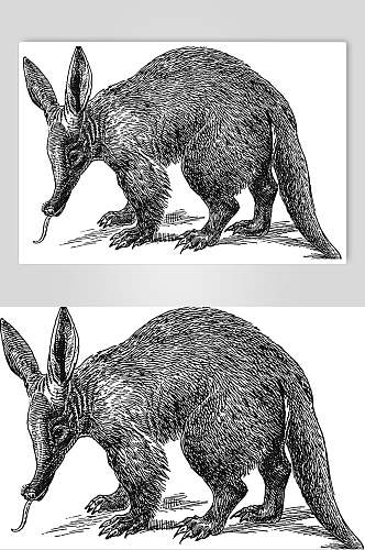 兔子黑色简约动物素描手绘矢量素材
