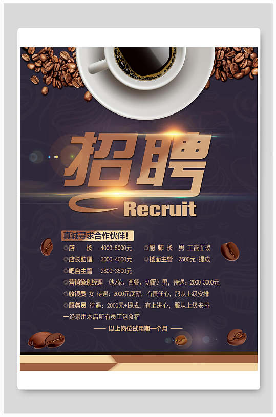 咖啡豆招聘海报