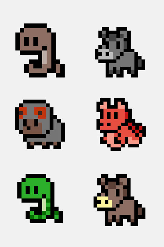 蛇卡通马赛克游戏图案免抠素材