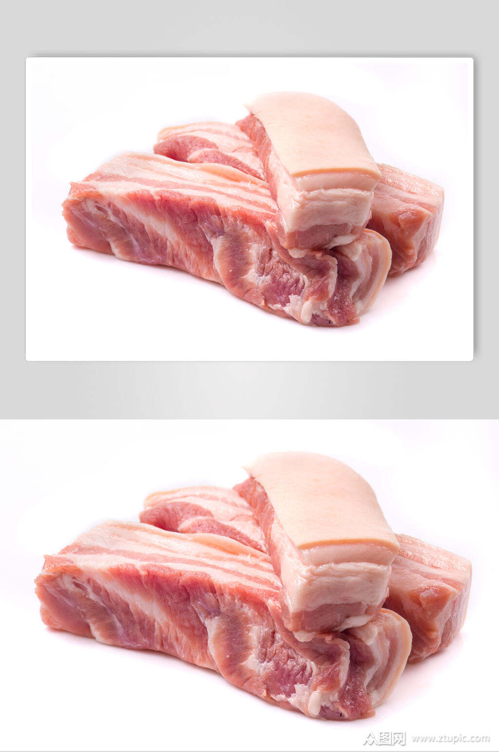 美味五花肉白底猪肉摄影图素材
