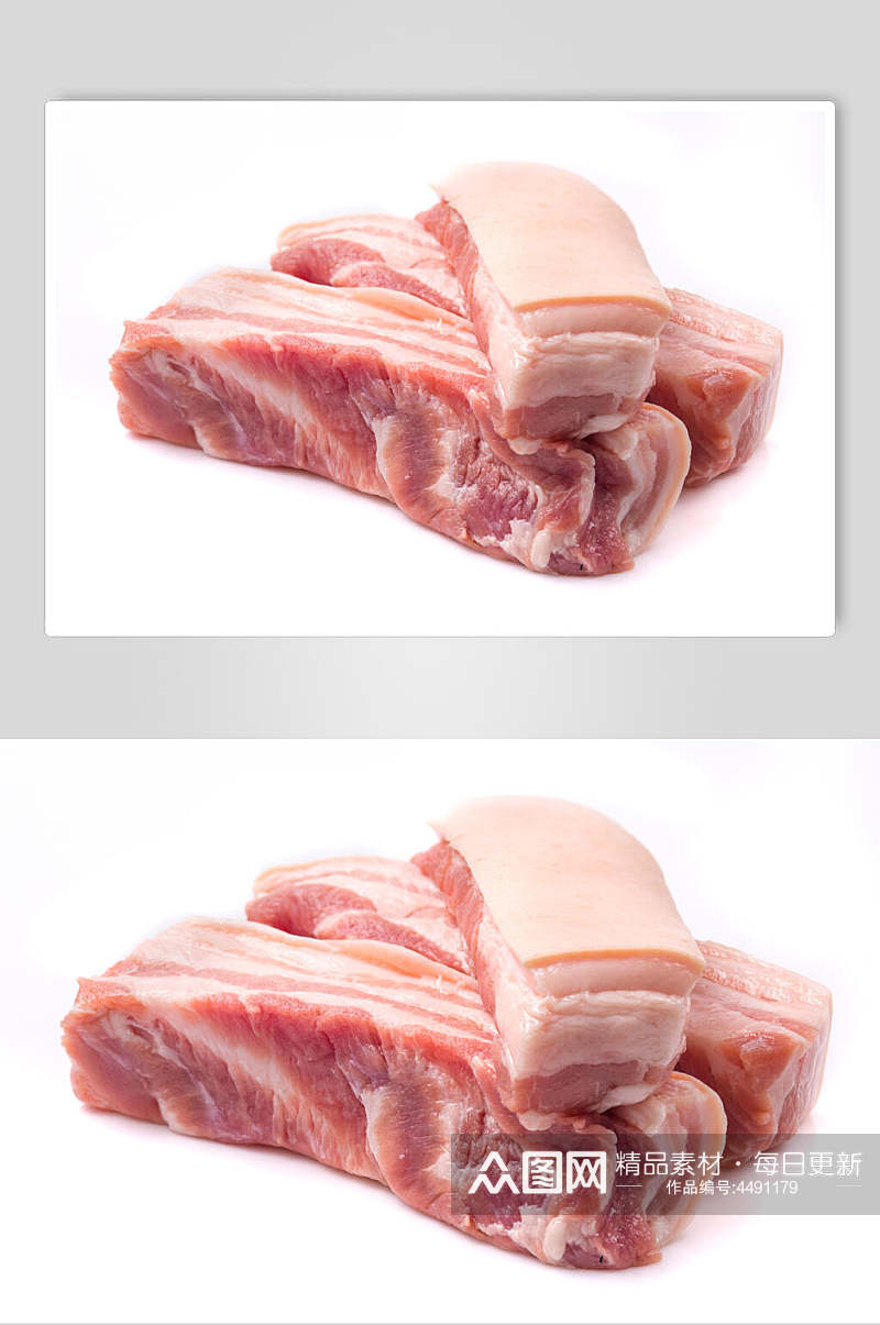 美味五花肉白底猪肉摄影图素材