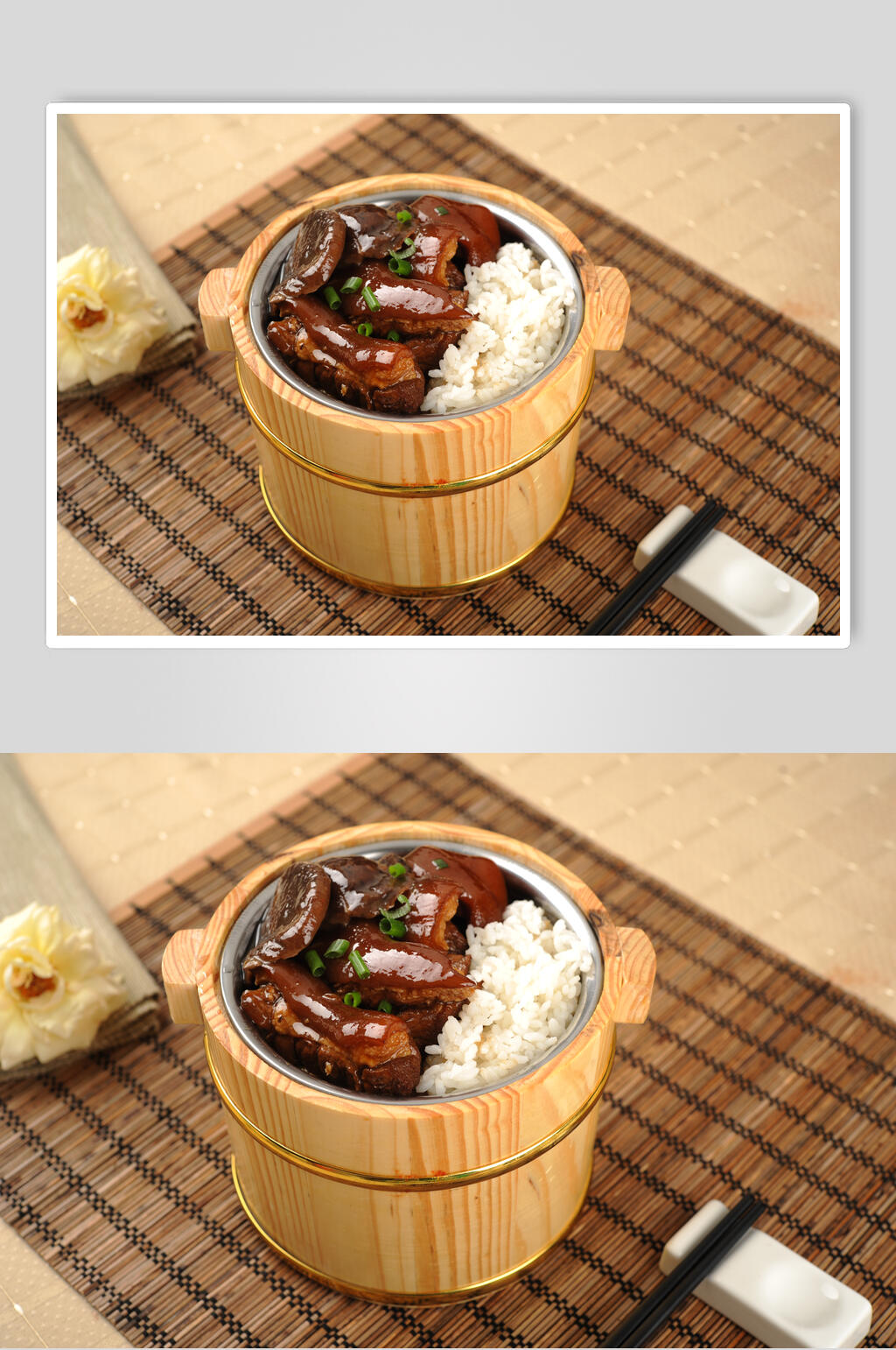 招牌红烧肉木桶饭摄影图片素材