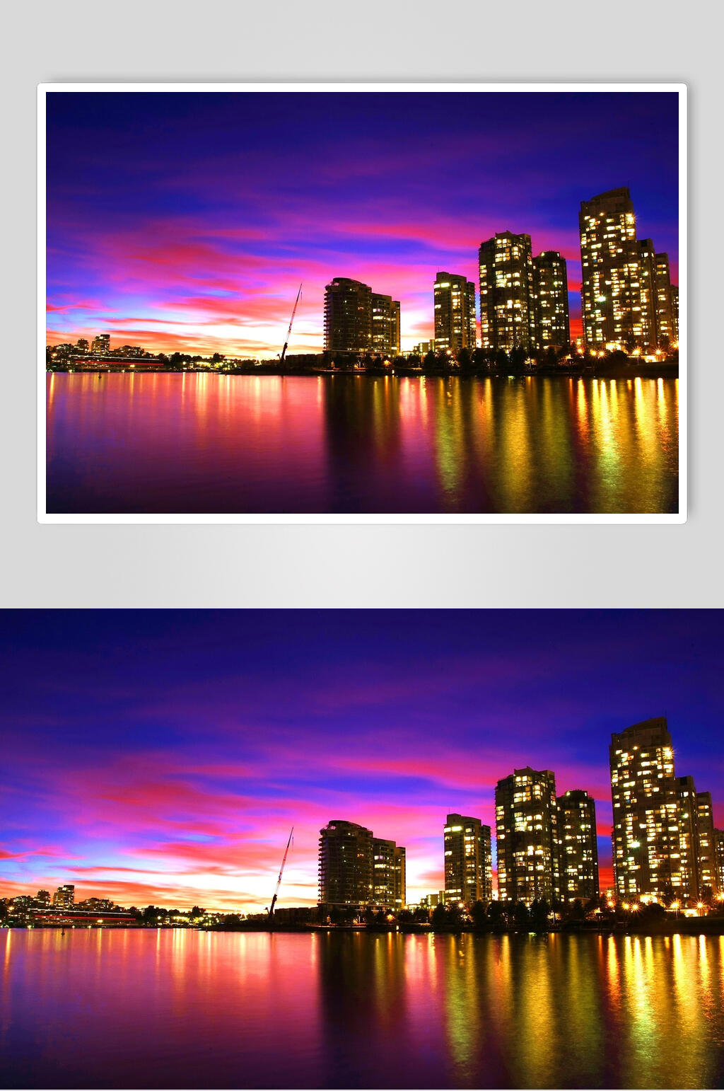 红蓝色海边城市风景建筑壁纸图片素材