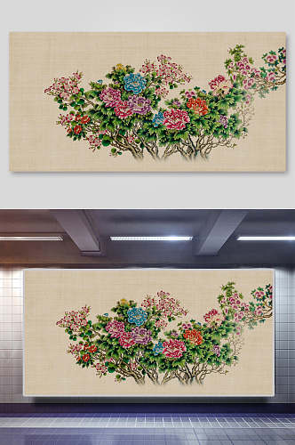 花朵简约手绘清新中国风工笔画背景