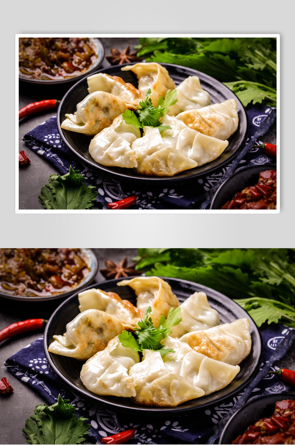 香煎饺子餐饮摄影图素材