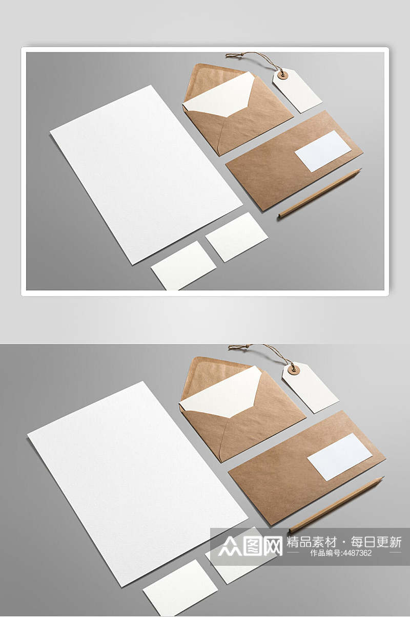 长方形纸张卡纸信封品牌VI样机素材