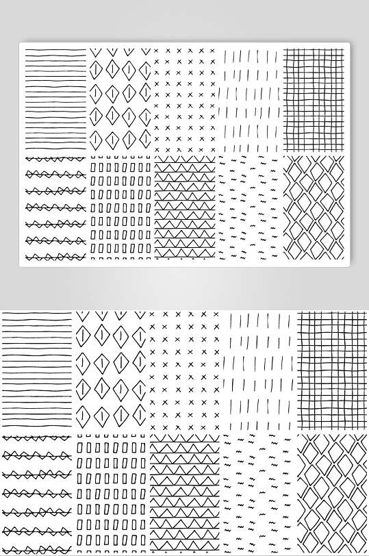 线条黑色手绘抽象纹理图案矢量素材