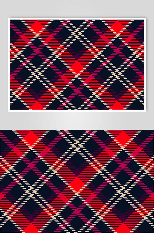 黑红简约清新彩色格子图案矢量素材