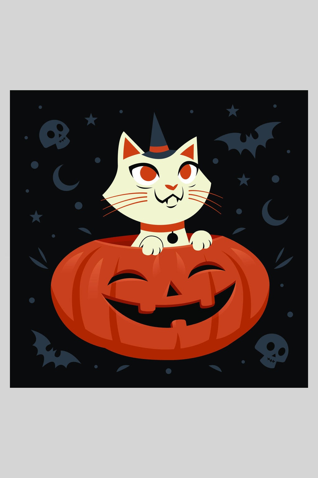 南瓜矢量猫咪万圣节插画素材