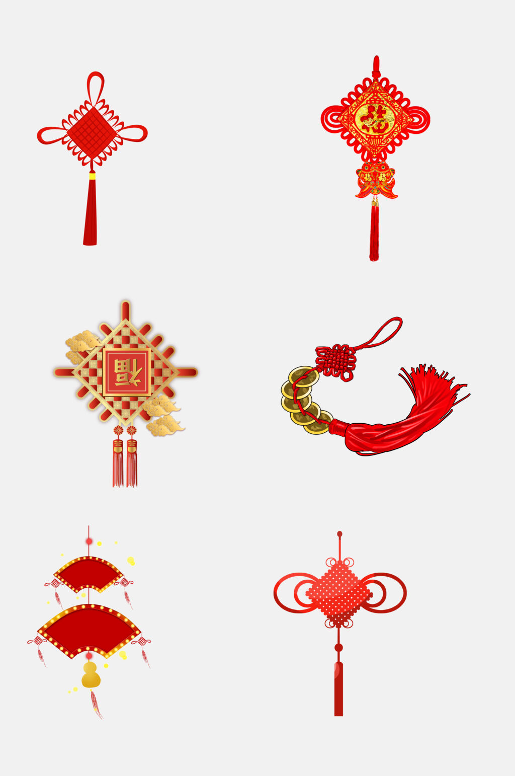 简约流苏简约唯美红中国结免抠素材素材