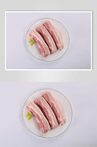五花肉白底猪肉摄影图