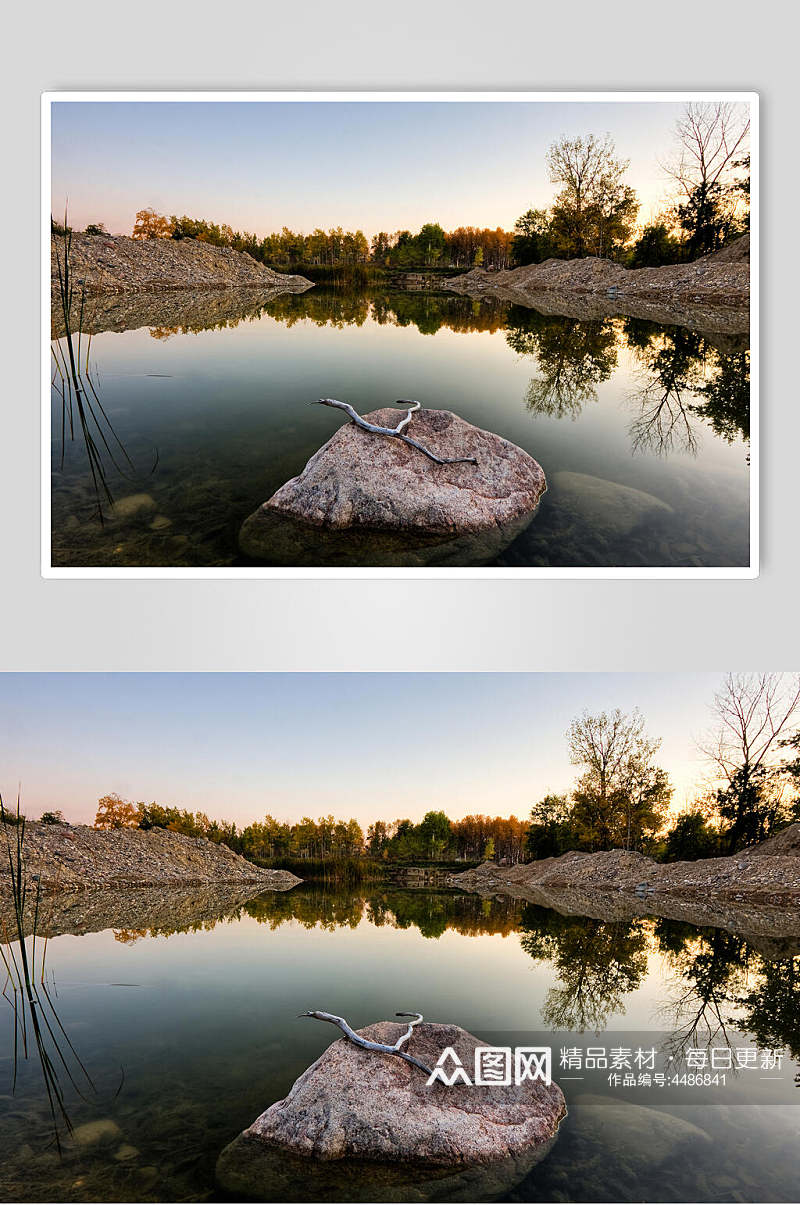 湖泊石头户外风景图片素材