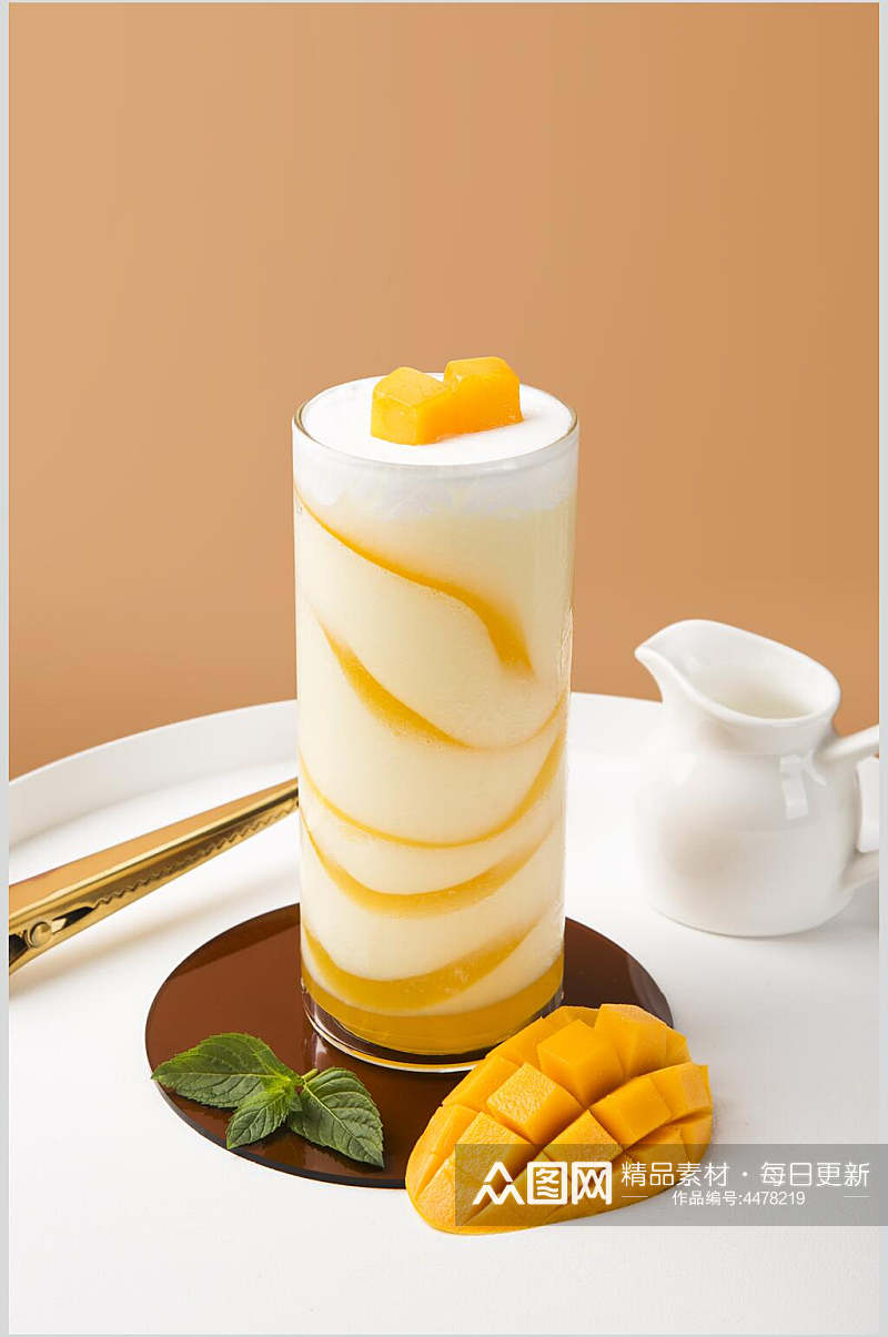 芒果奶茶甜品饮料图片素材