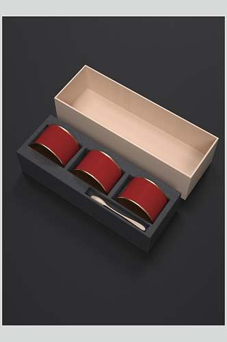 红色气质茶叶罐包装样机