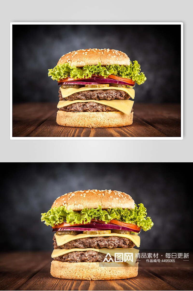 新鲜餐饮汉堡美味效果图高清图片素材