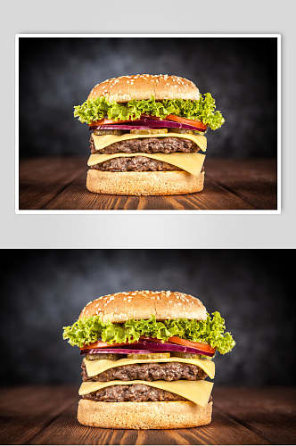 新鲜餐饮汉堡美味效果图高清图片