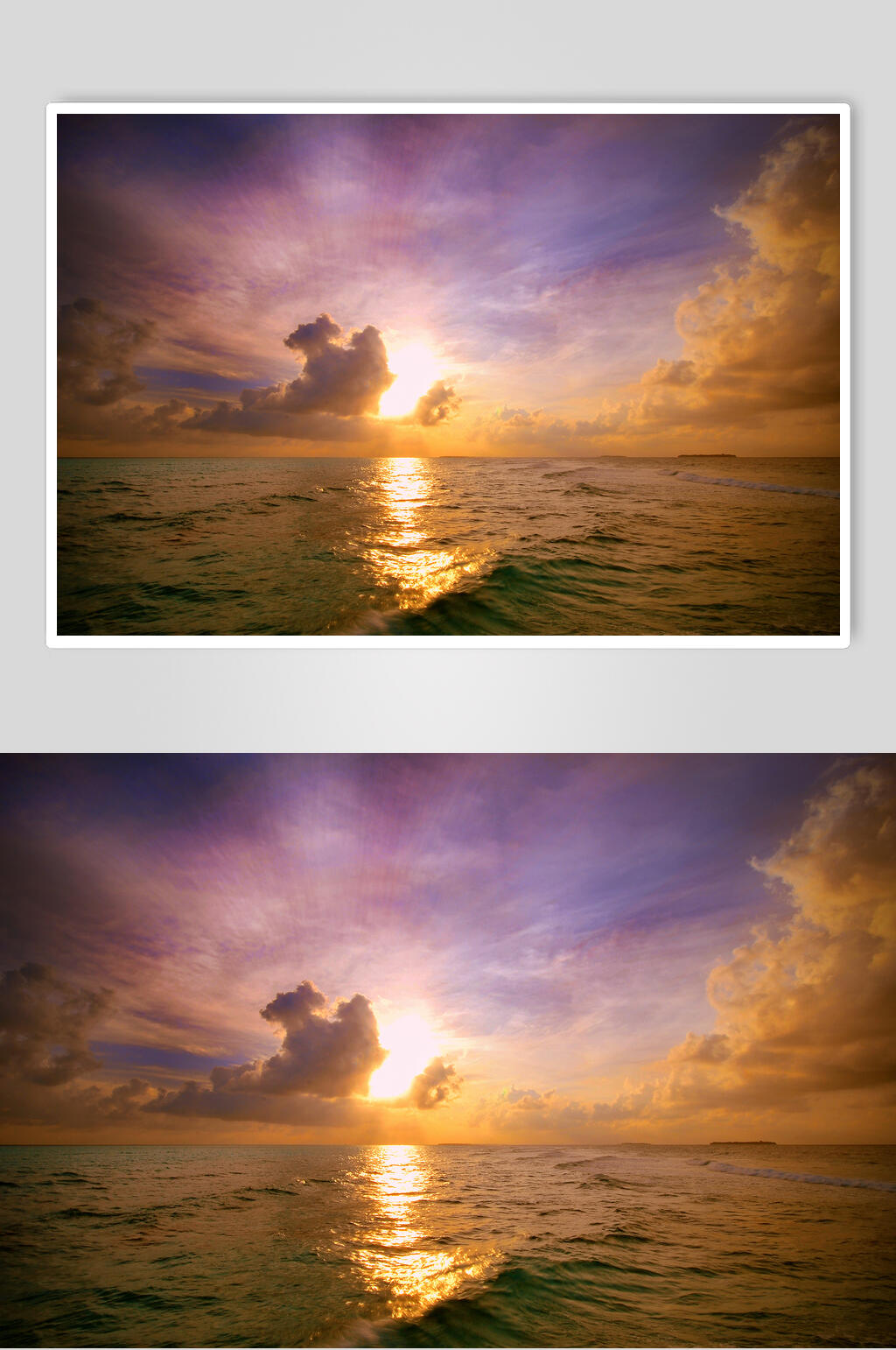 实拍海洋夕阳户外风景图片素材