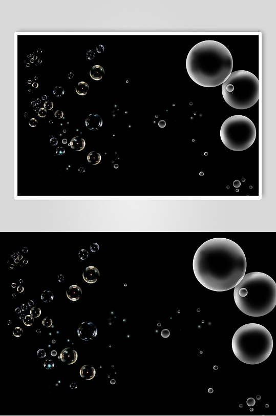 圆形黑色手绘简约清新晶莹泡泡素材