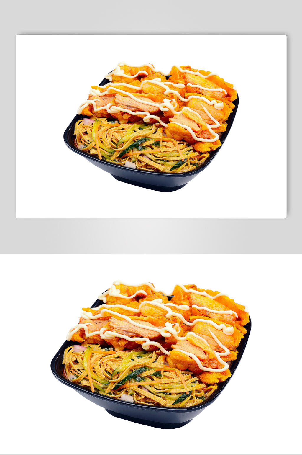 沙拉脆皮鸡饭摄影图片素材