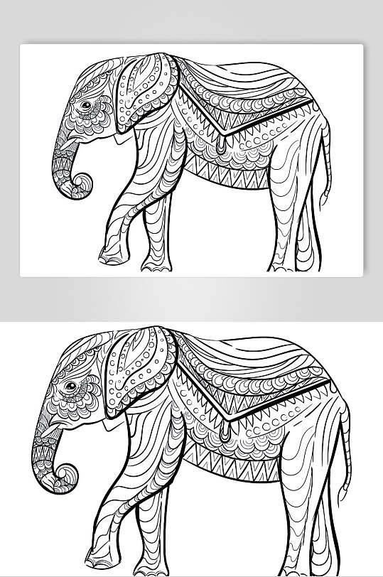 大象魔法森林动物线稿矢量素材