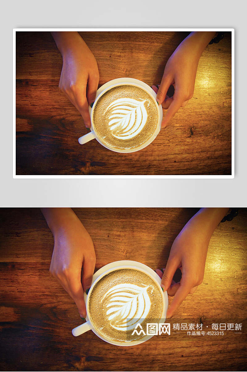 卡布奇诺咖啡拉花图案图片素材