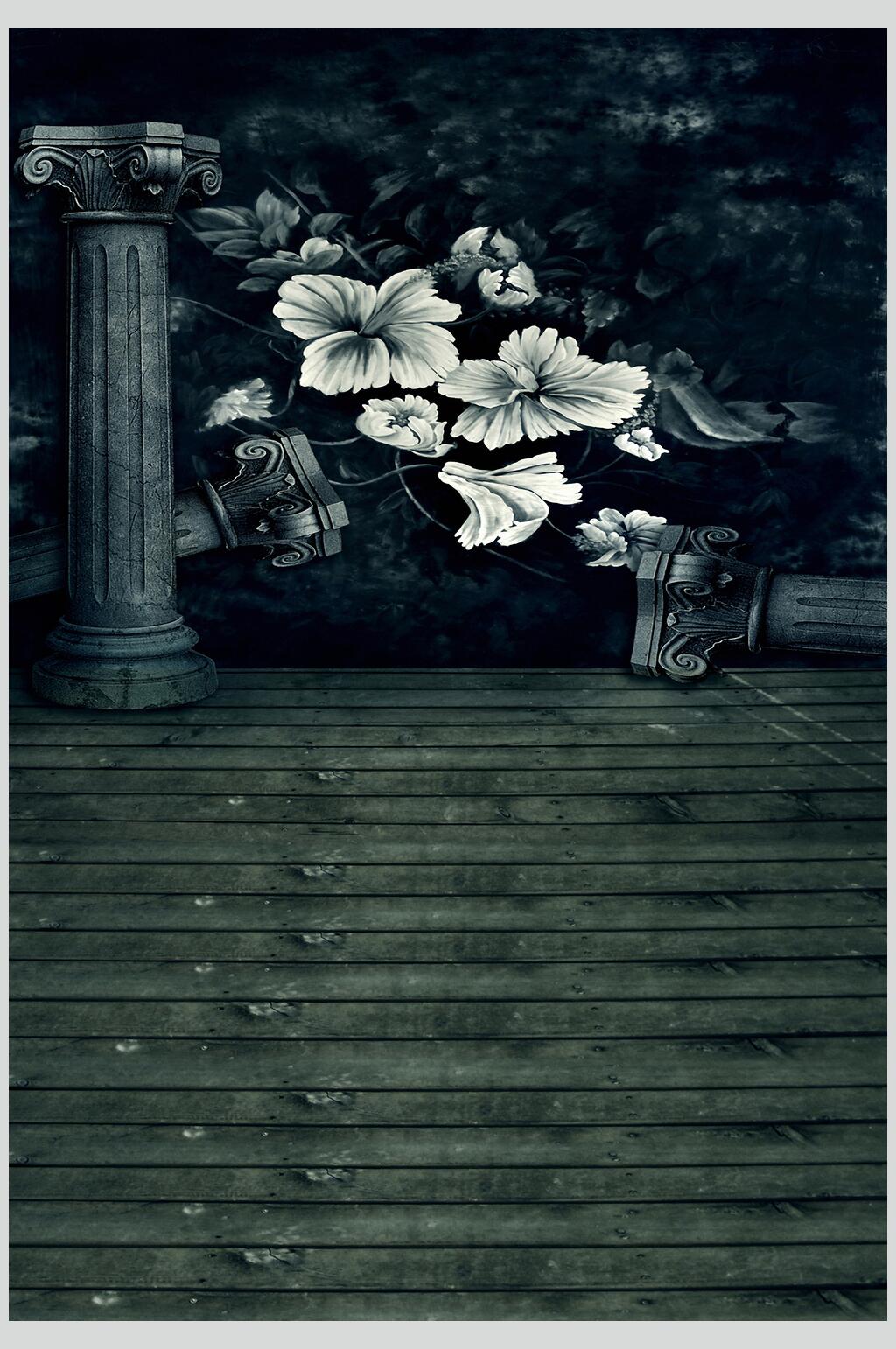 灰色白花拍照背景图片素材