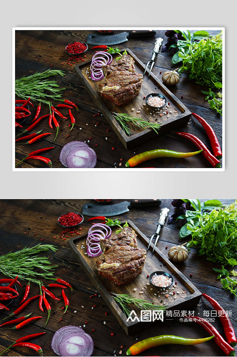 秘制香辣美味牛排实拍图食物图片素材
