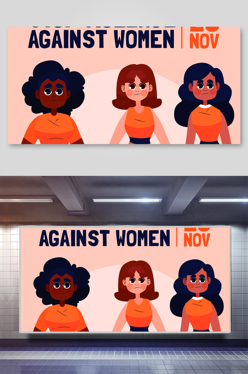 英文黄色简约女性艾滋病矢量插画素材