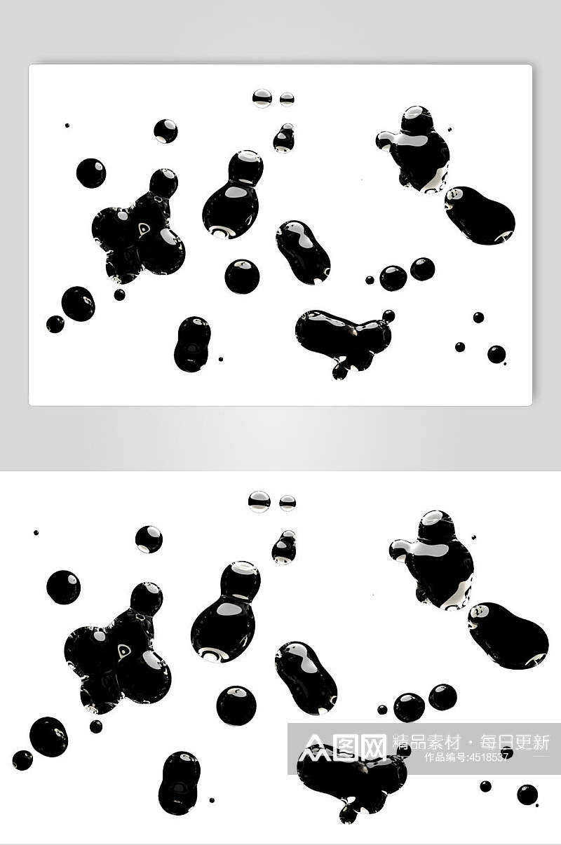 黑色手绘圆形简约水滴透明气泡素材素材