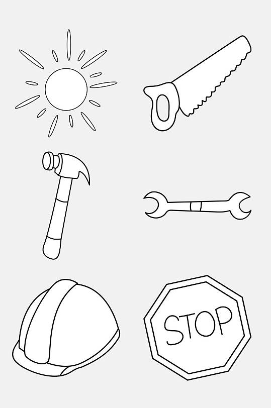 帽子工具太阳卡通简笔画免抠素材