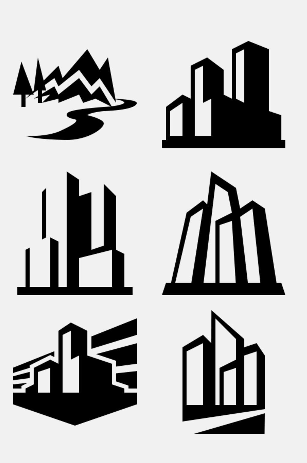 极简建筑类黑色图案免抠素材素材
