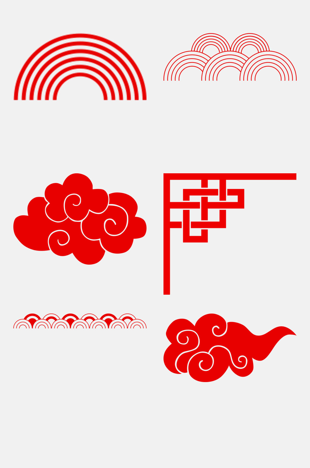 祥云线条红色中式古风边框装饰元素素材