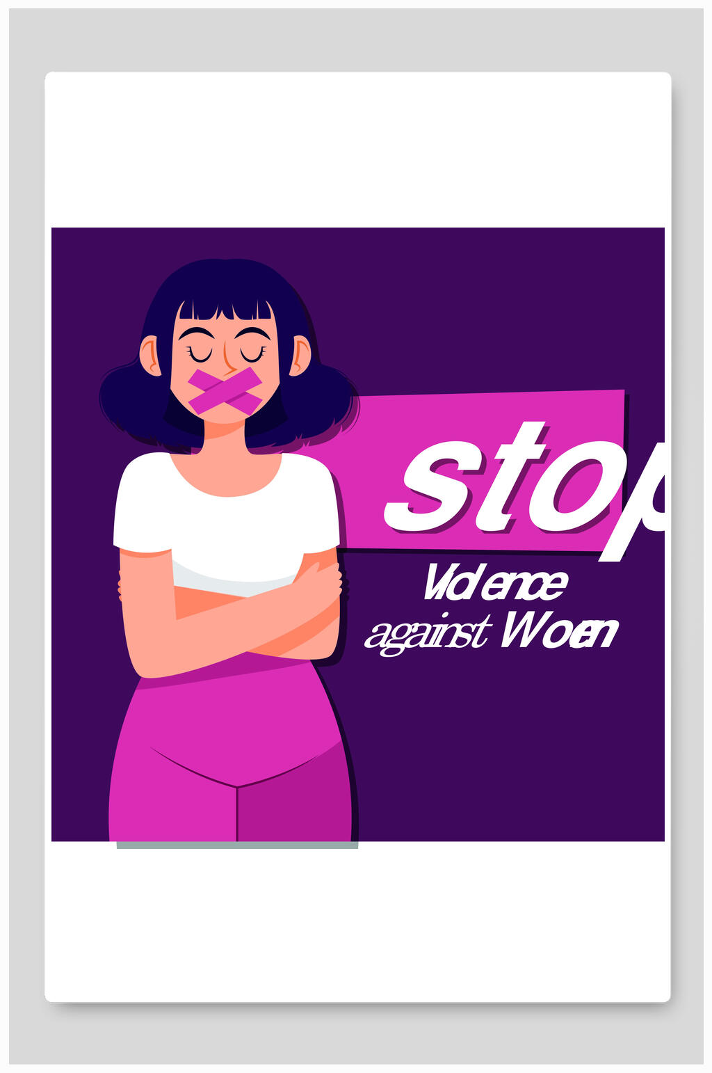 紫色简约英文女性艾滋病矢量插画素材