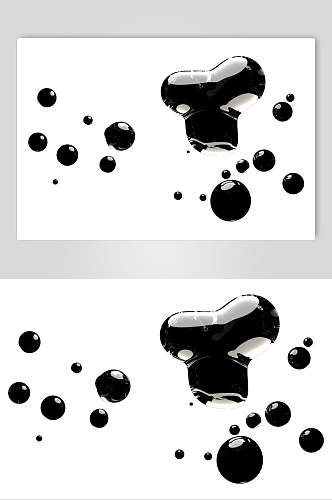 黑色圆形手绘清新水滴透明气泡素材