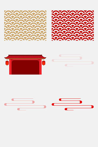 灯笼红色简约中式古风边框装饰元素