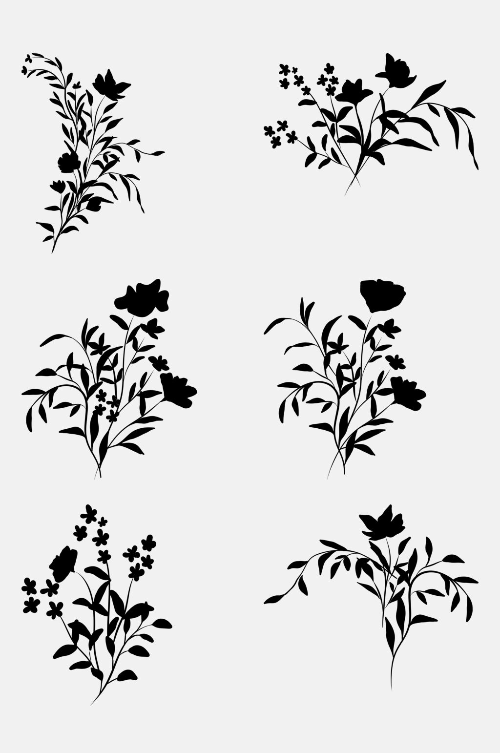 简约数字剪影花卉免抠素材素材