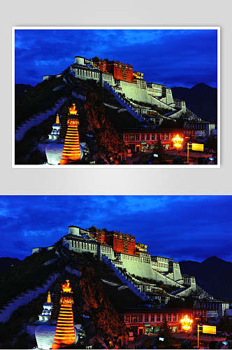 夜景布达拉宫西藏风景图片