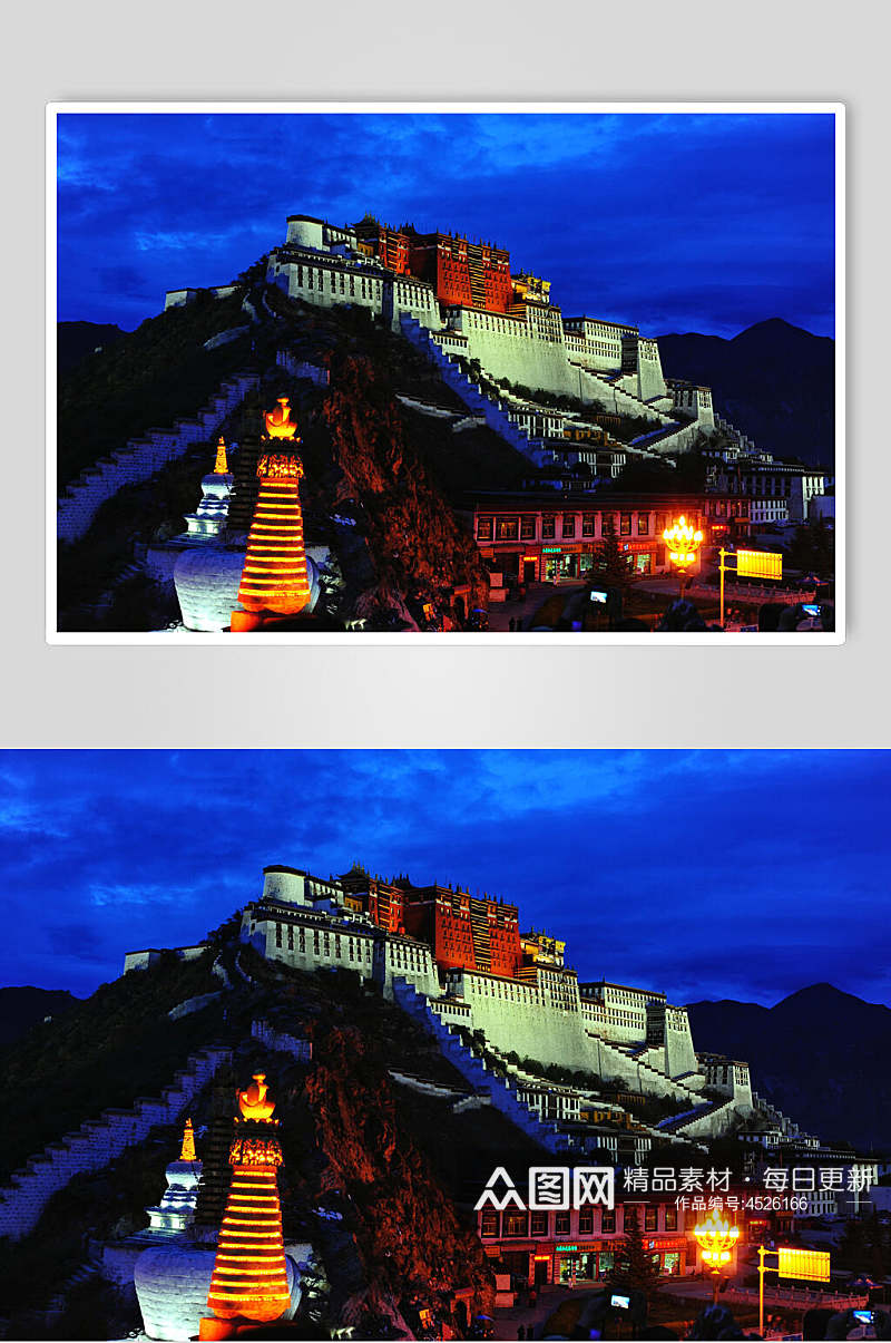 夜景布达拉宫西藏风景图片素材