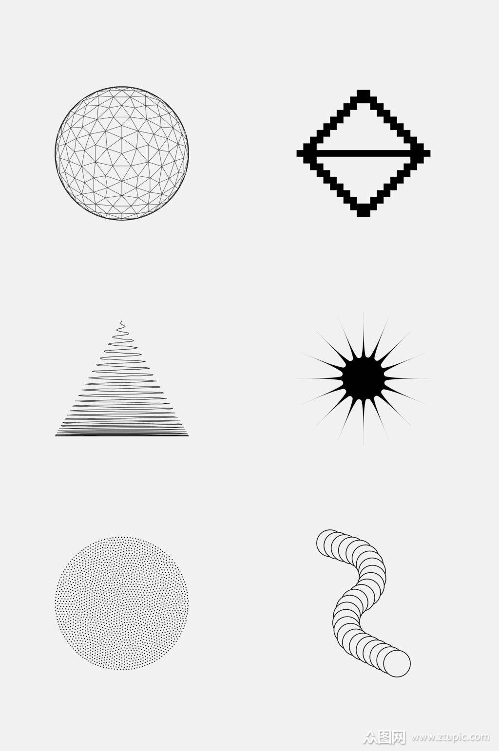 黑白创意几何图形免抠素材模板下载-编号4533454-众图网