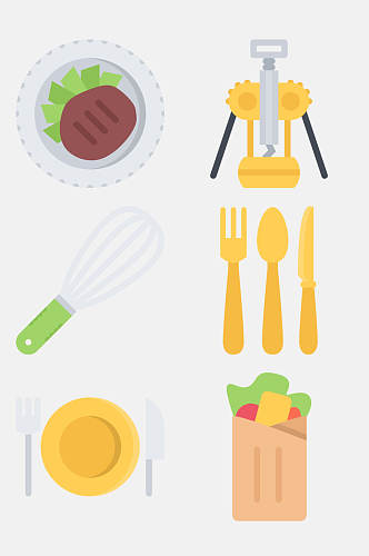 刀叉盘子工具卡通烹饪美食免抠素材